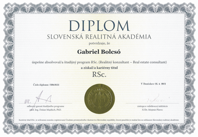 Diplom - Slovenská realitná akadémia